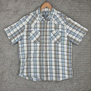 Kryptek Mens Large Plaid Short Sleeve Pearl Snap Flannel Western Shirt